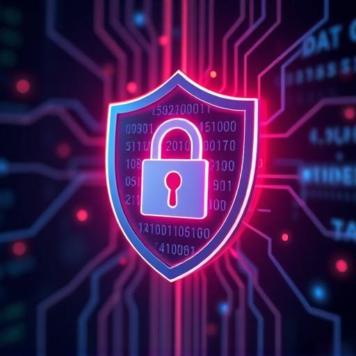 Illustration of a data privacy shield, symbolizing the protection of user data.